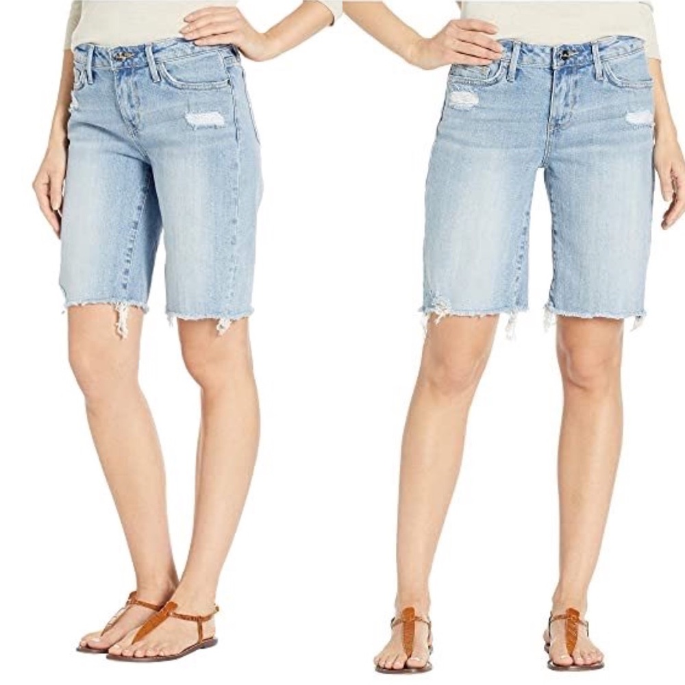 SAM EDELMAN Harriette Vintage Light Wash Bermuda Jean Shorts LOUIE 24